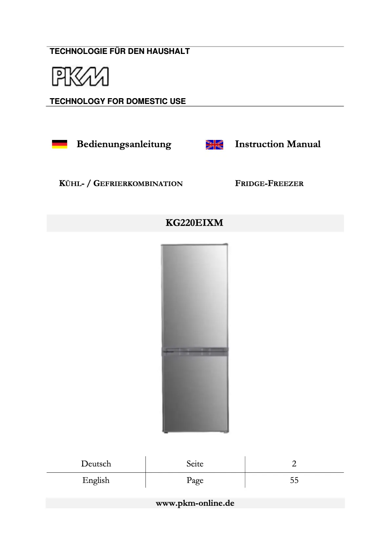 Page 1 de la notice Manuel utilisateur PKM KG220EIXM