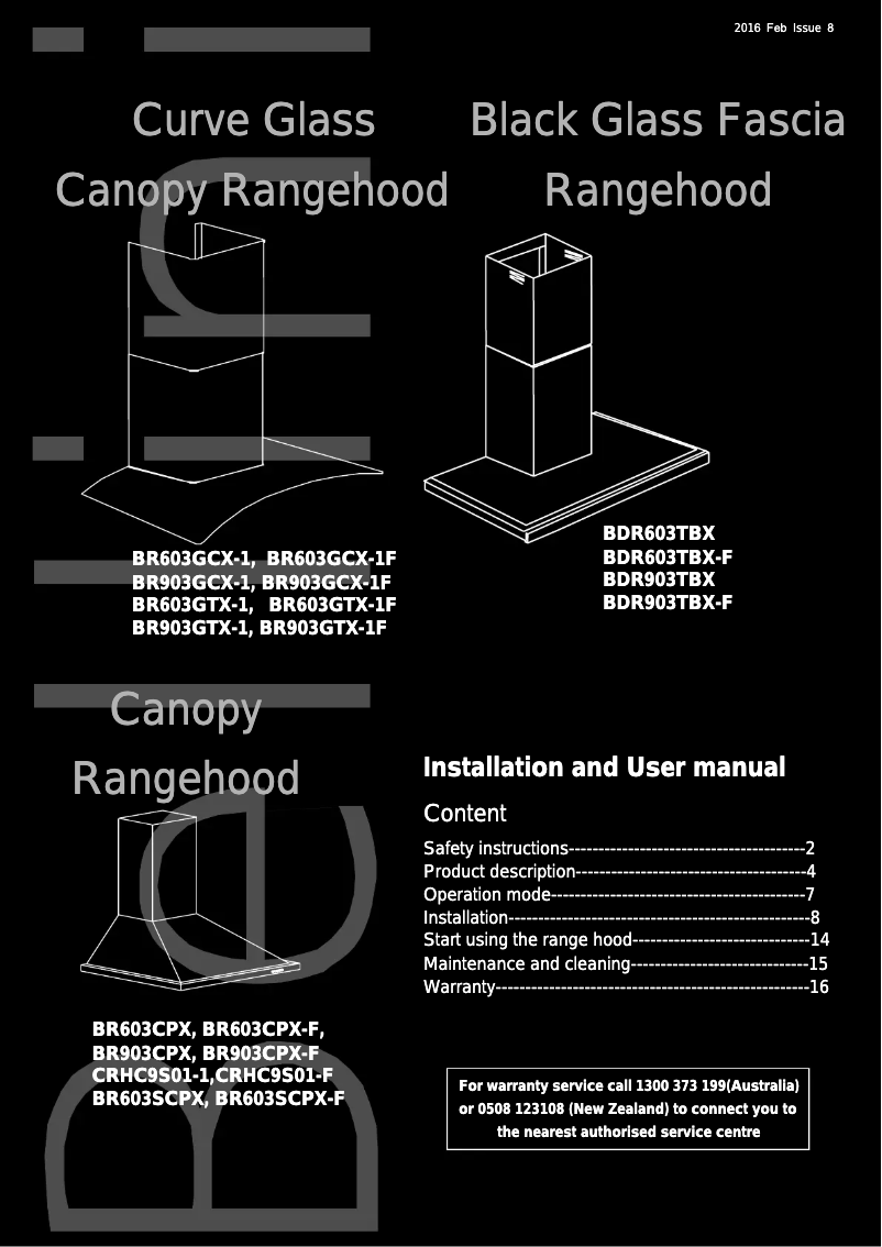 Page 1 de la notice Manuel utilisateur Bellini BR603SCPX-F