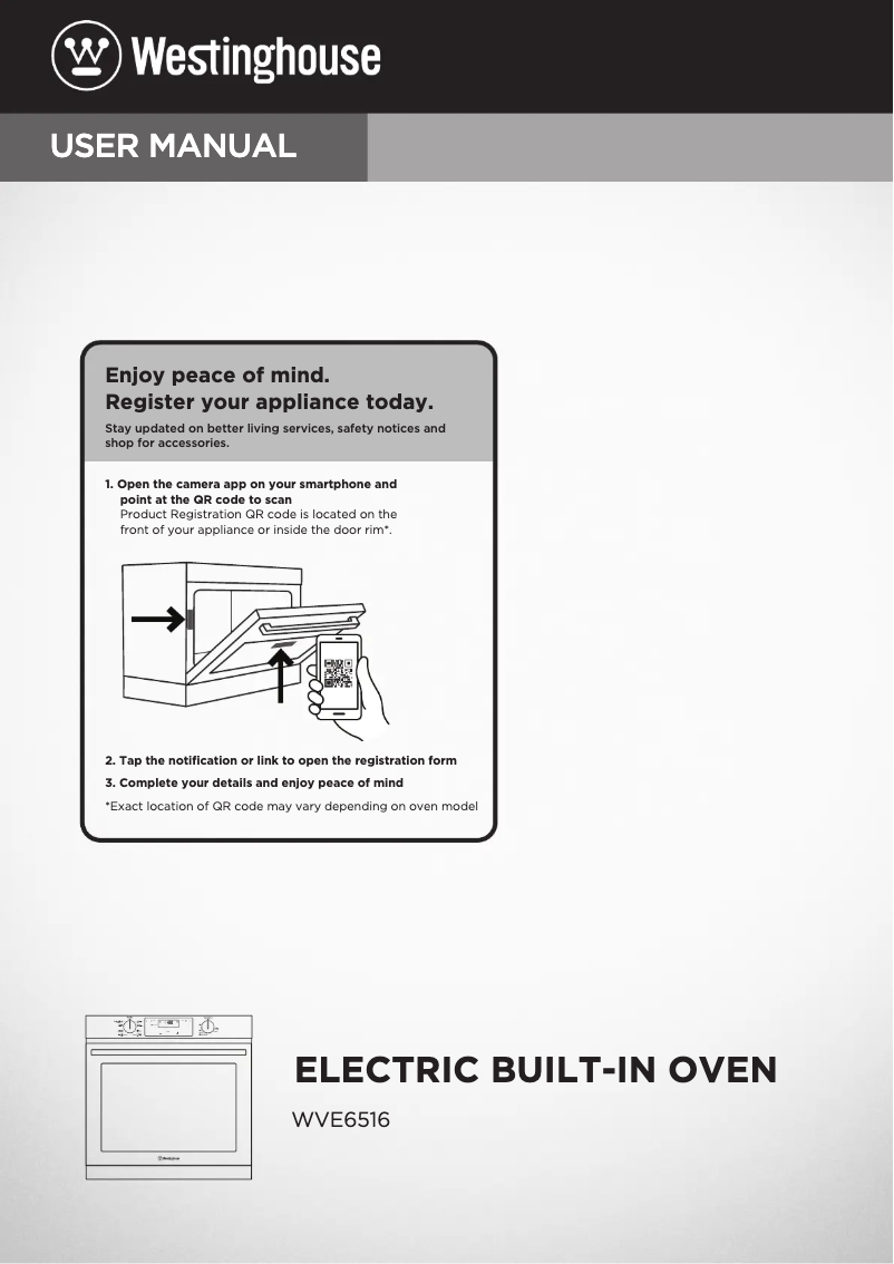 Page 1 de la notice Manuel utilisateur Westinghouse WVE6516SD