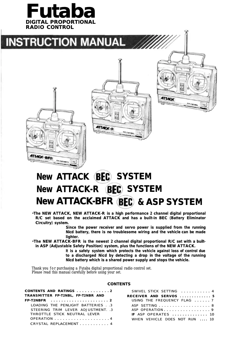 Page 1 de la notice Manuel utilisateur Futaba ATTACK_R