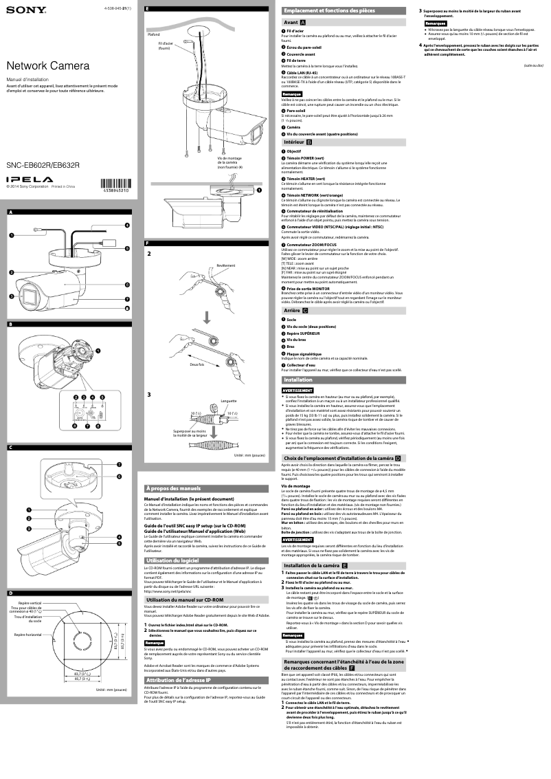 Image de la première page du manuel de l'appareil SNC-EB632R