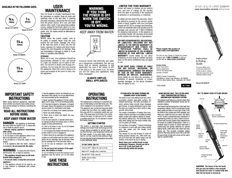 Imagen de la primera página del manual del dispositivo InfinitiPRO BC2NN