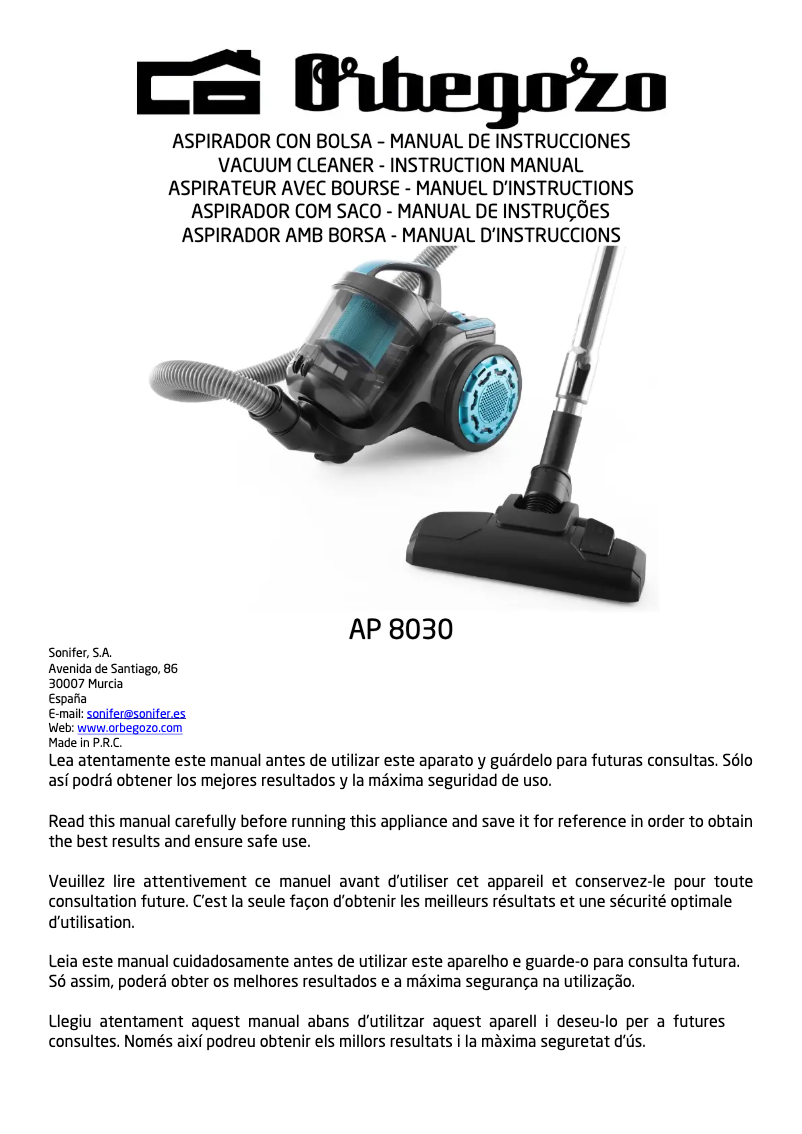 Image de la première page du manuel de l'appareil AP 8030