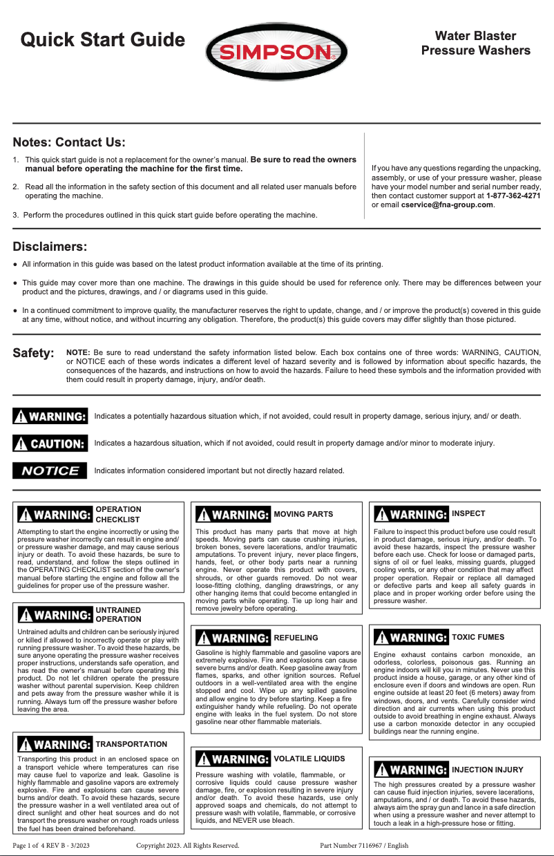 Page n°1 - Guide de démarrage rapide Simpson WB4200-S