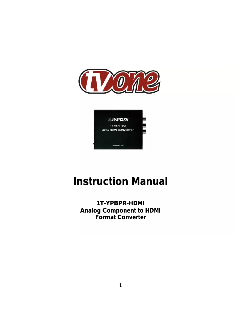Image de la première page du manuel de l'appareil 1T-YBPR-HDMI