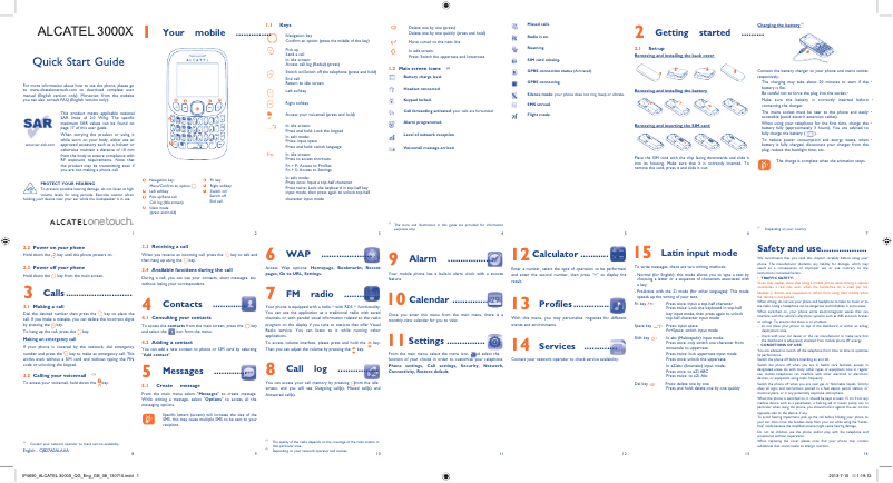 Image de la première page du manuel de l'appareil One Touch 3000X