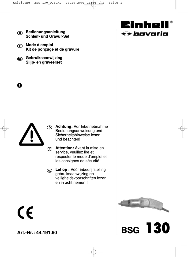 Página 1 del manual Manual de usuario Bavaria by Einhell BSG 130
