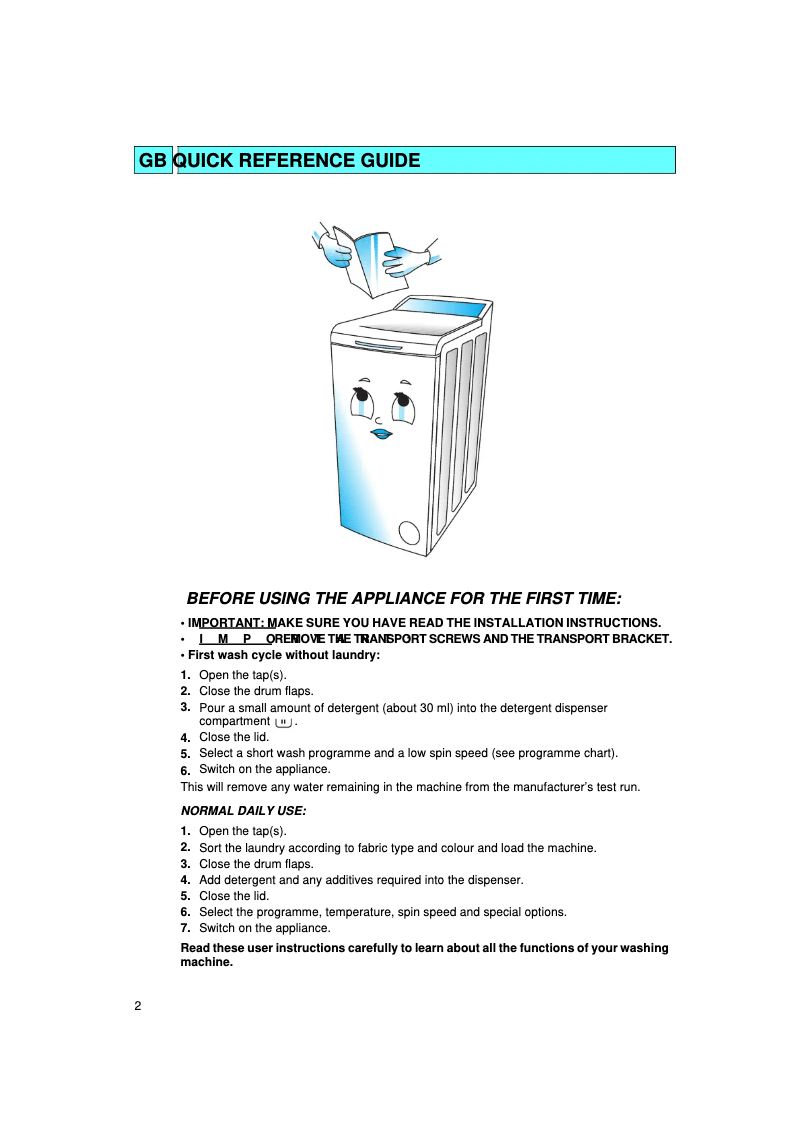 Page 1 de la notice Manuel utilisateur Bauknecht WATS 5340