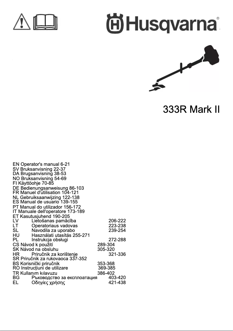 Page 1 de la notice Manuel utilisateur Husqvarna 333R Mark II