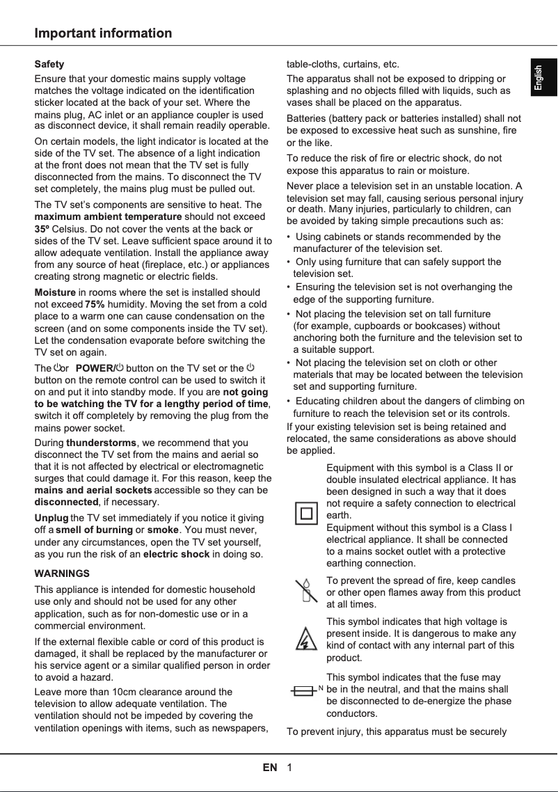 Page 1 de la notice Fiche technique TCL 65P615