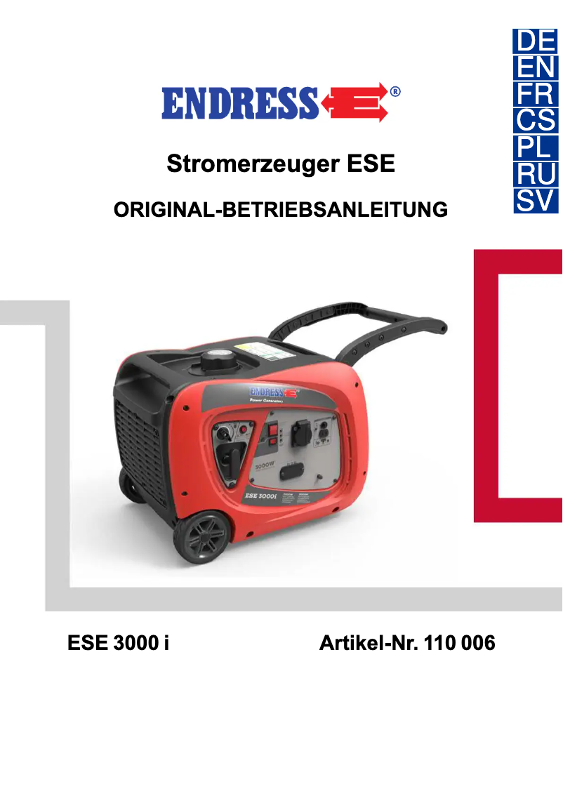 Page 1 de la notice Manuel utilisateur Endress ESE 3000 i