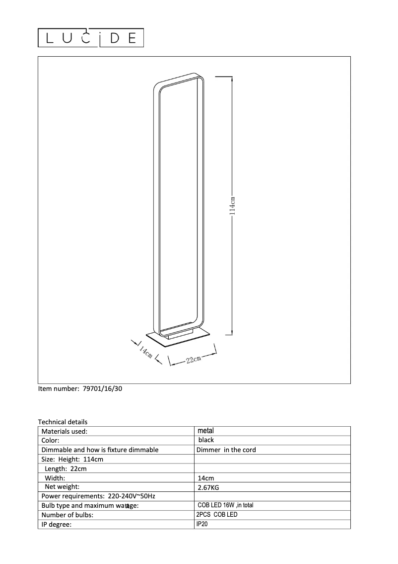 Page 1 of the manual User Manual Lucide Mika 79701/16/30