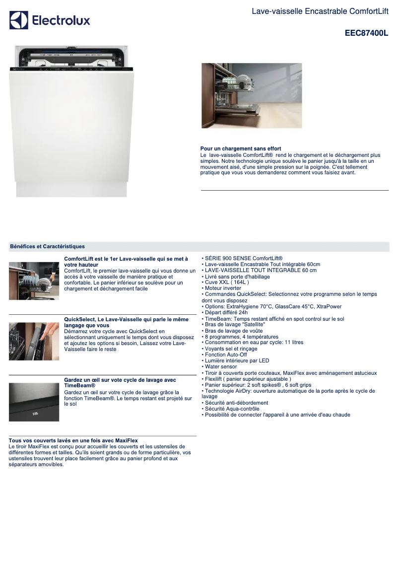 Página 1 del manual Ficha técnica Electrolux EEC87400L