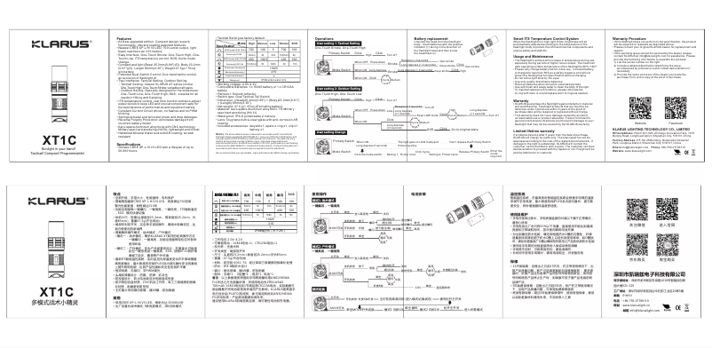 Página 1 del manual Manual de usuario Klarus XT1C