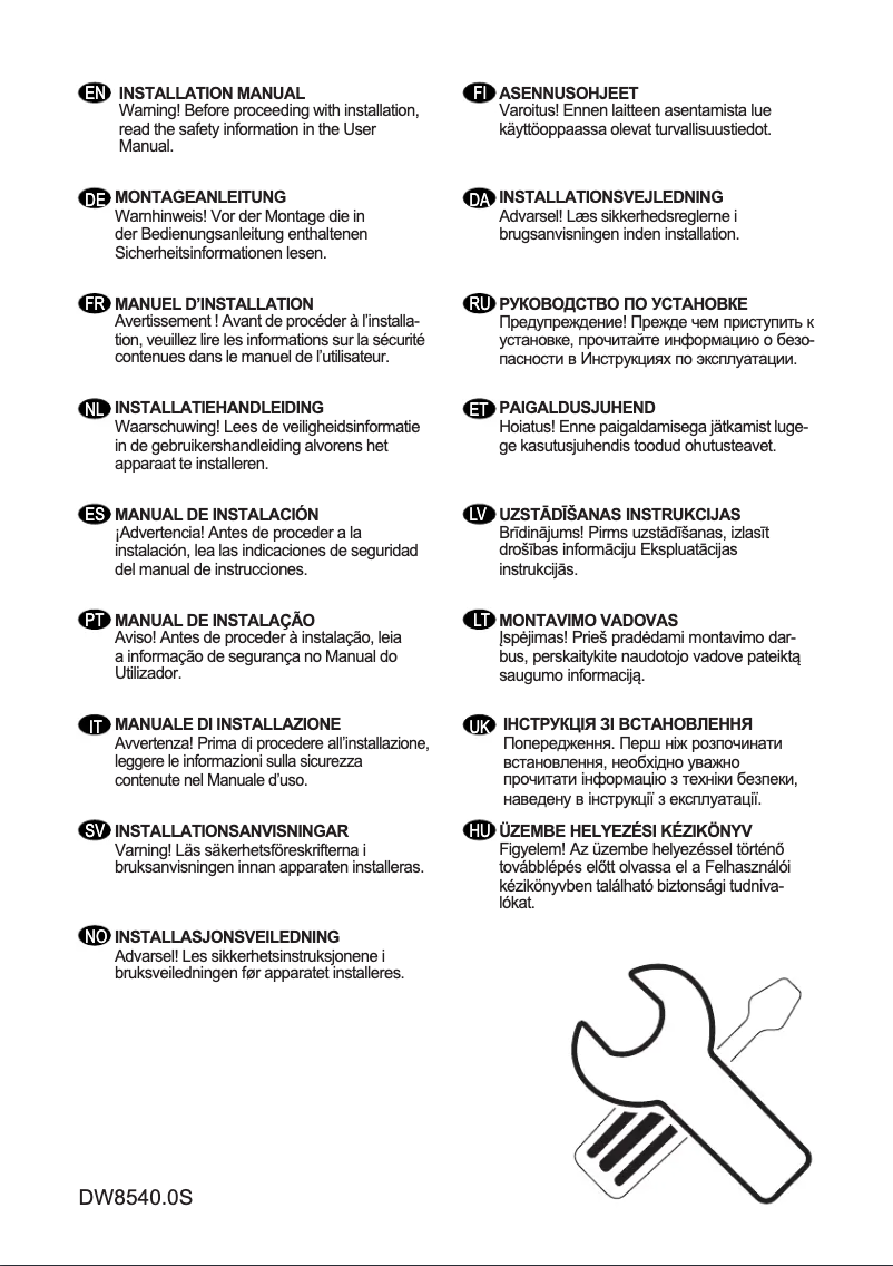 Page 1 de la notice Manuel d'utilisation et d'entretien Küppersbusch DW8540.0S