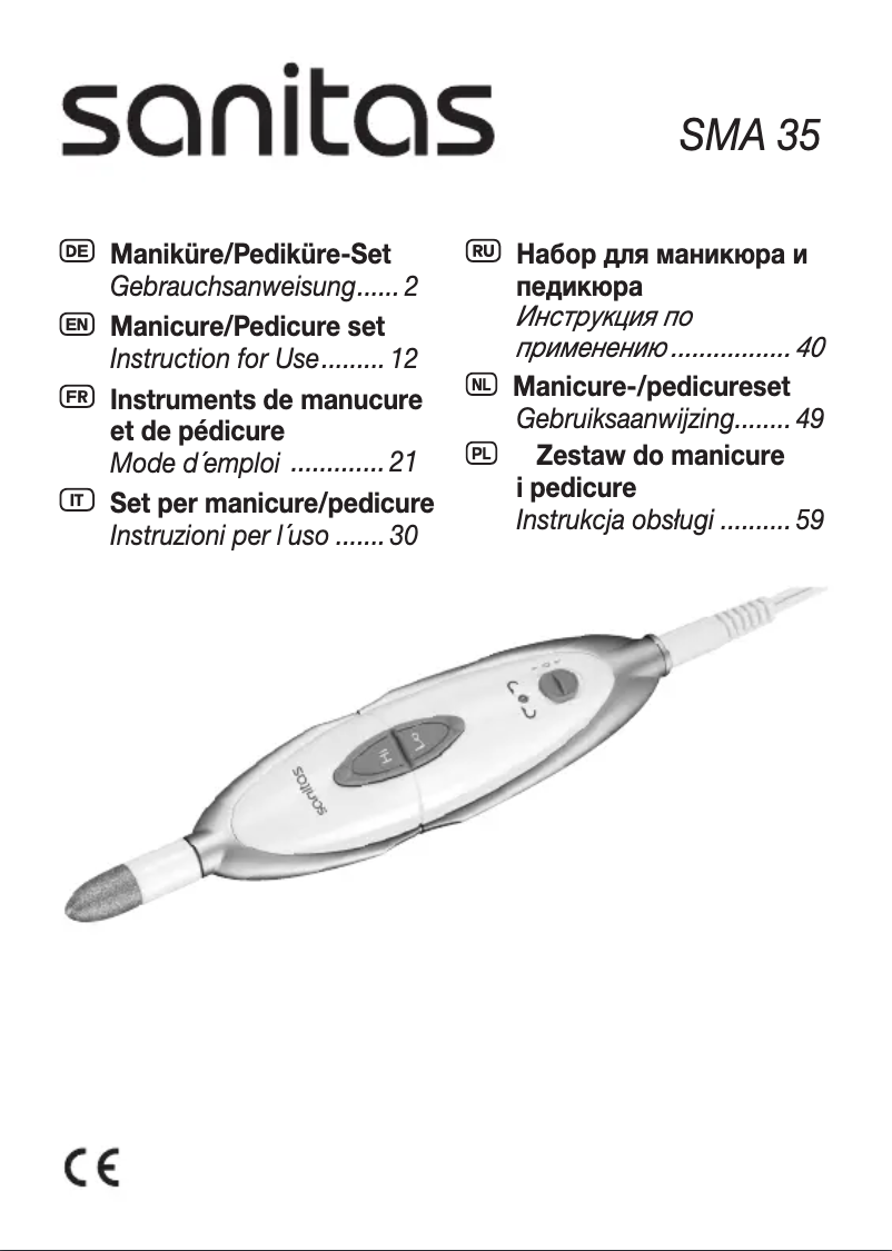 Page n°1 - Manuel utilisateur Sanitas SMA 35