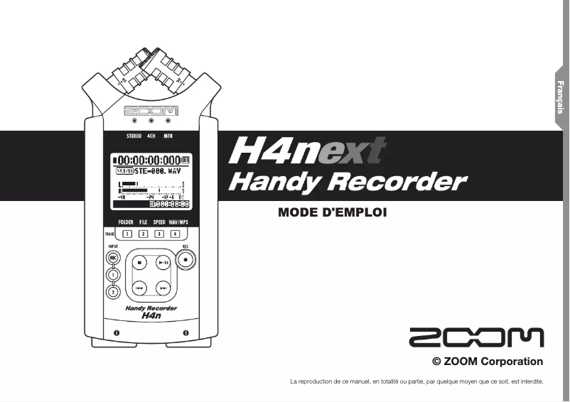 Page 1 de la notice Manuel utilisateur Zoom H4NSP