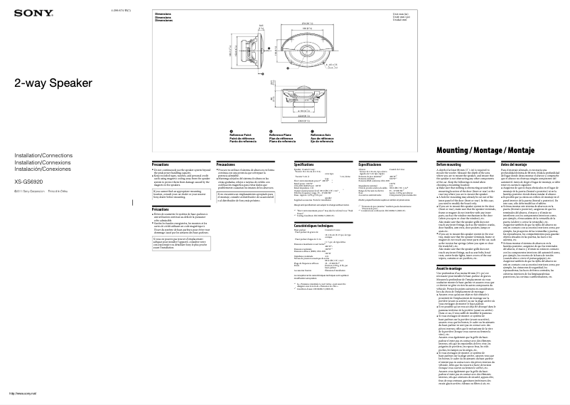 Page 1 de la notice Manuel utilisateur Sony XS-GS6920