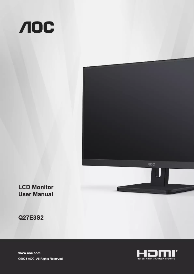 Page 1 de la notice Manuel utilisateur AOC Q27E3S2