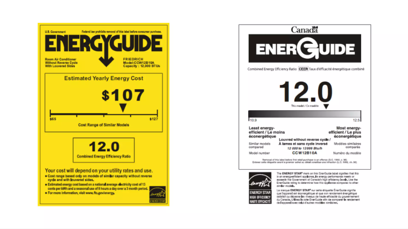 Page n°1 - Label énergétique Friedrich CCW12B10A