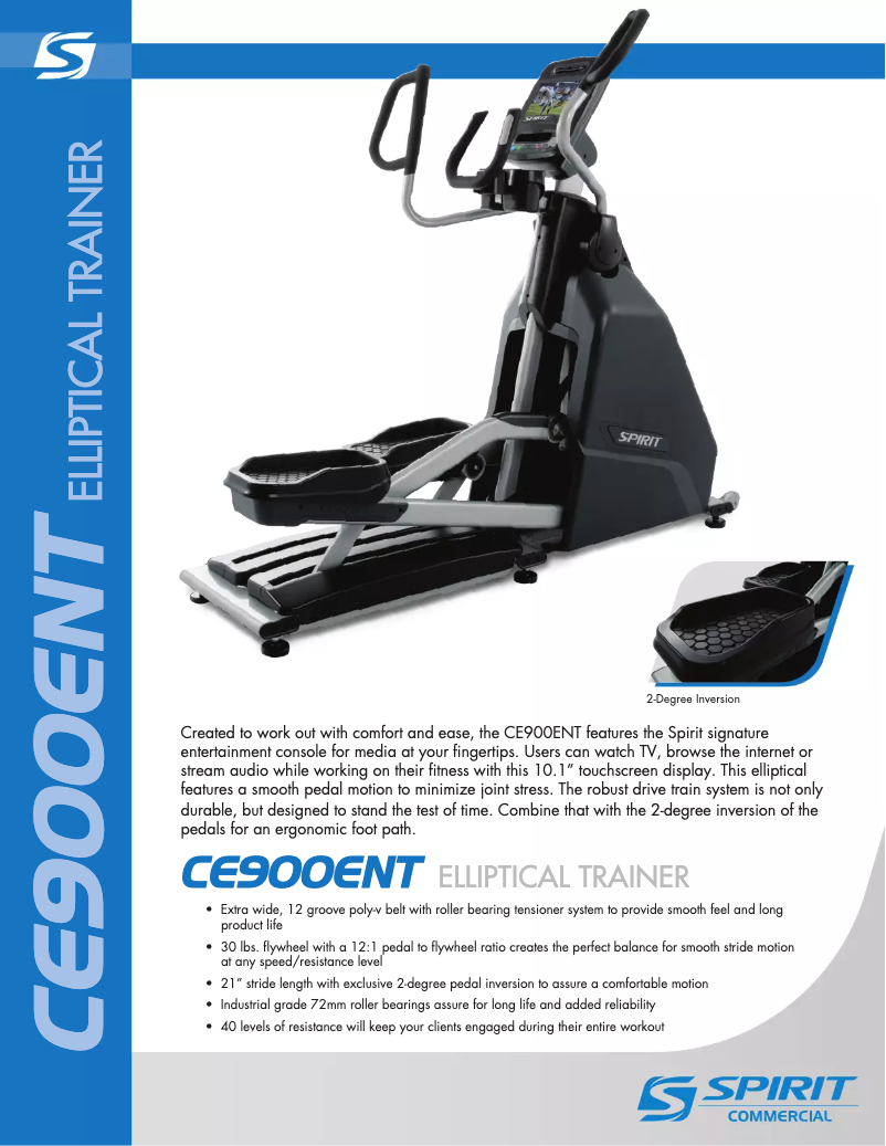 Página 1 del manual Ficha técnica Spirit Fitness CE900ENT