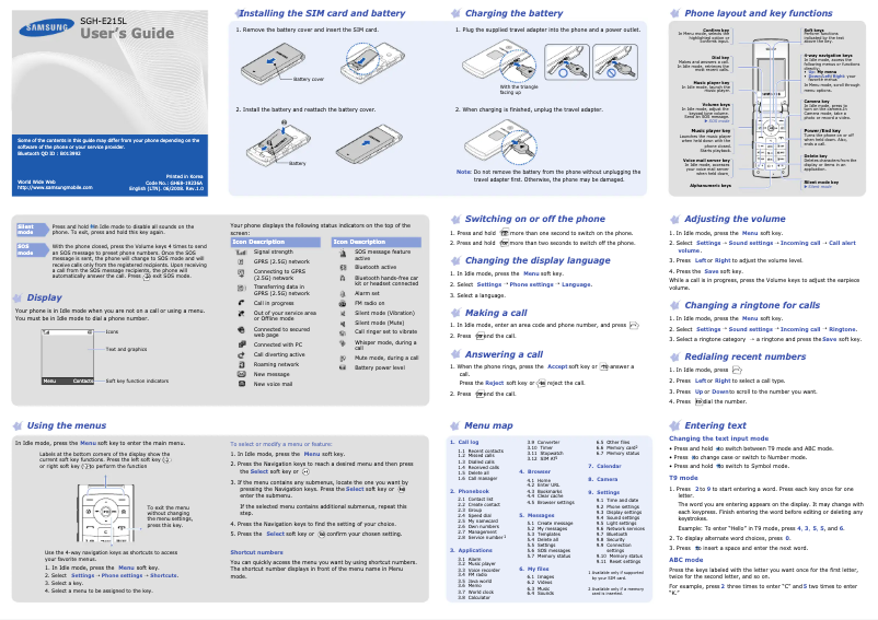 Page n°1 - Manuel utilisateur Samsung SGH-E215L