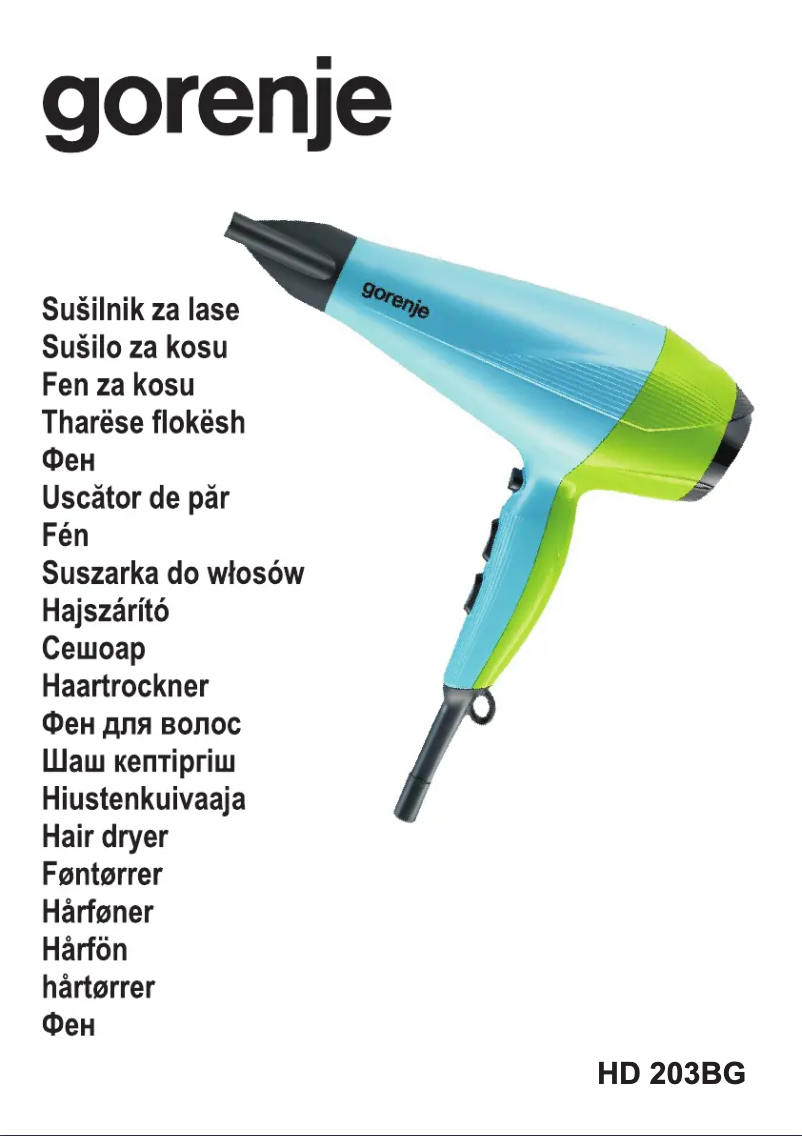 Page 1 de la notice Manuel utilisateur Gorenje HD203BG