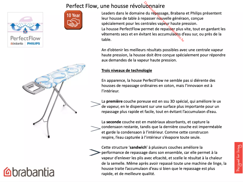 Page 1 de la notice Manuel utilisateur Brabantia PerfectFlow Cover D