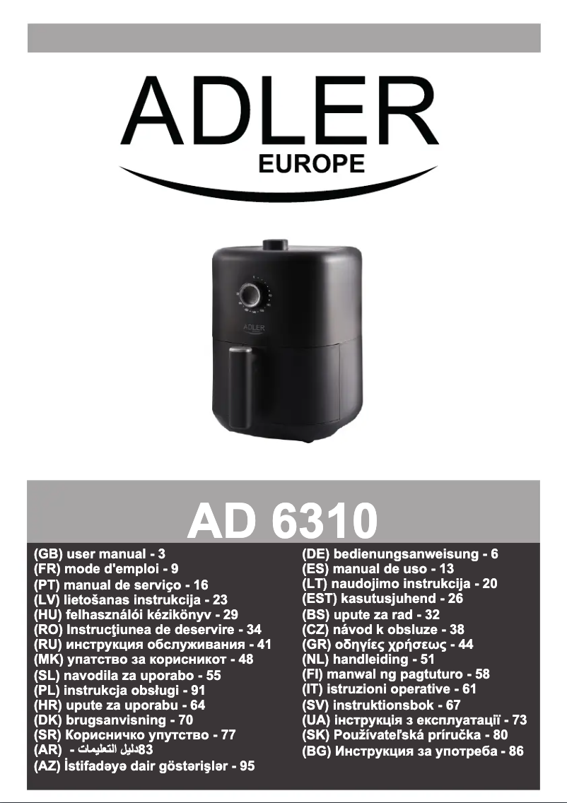 Image de la première page du manuel de l'appareil AD 6310