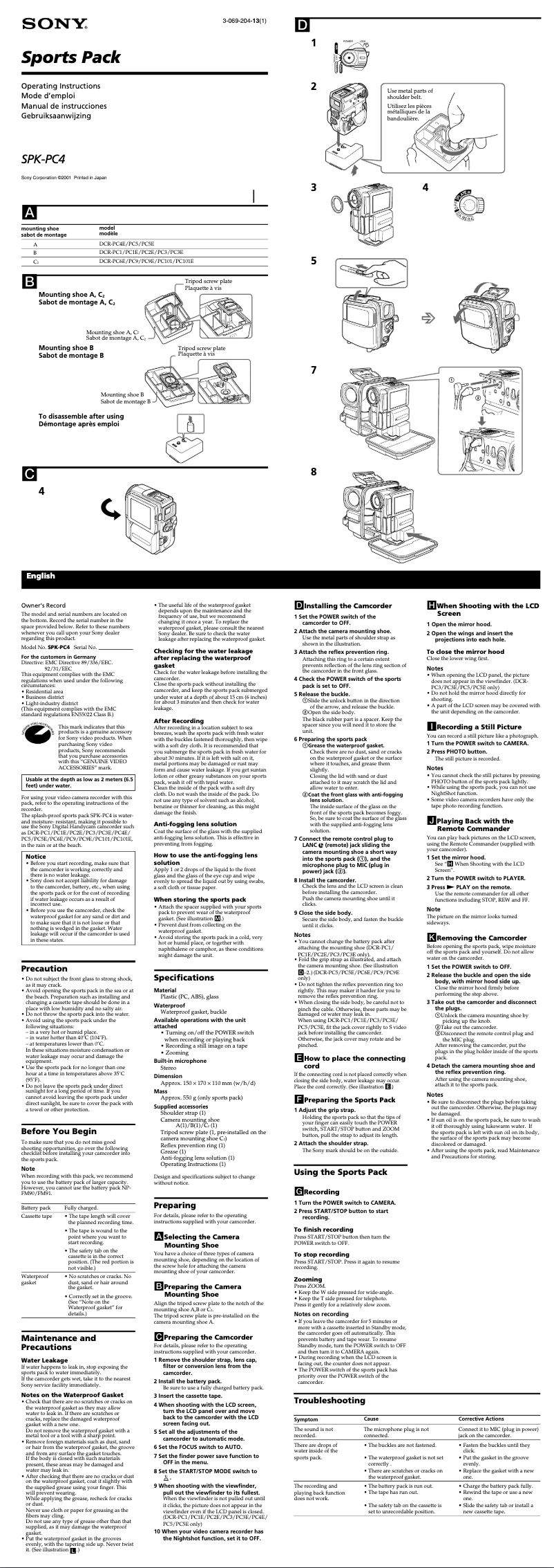 Image de la première page du manuel de l'appareil SPK-PC4