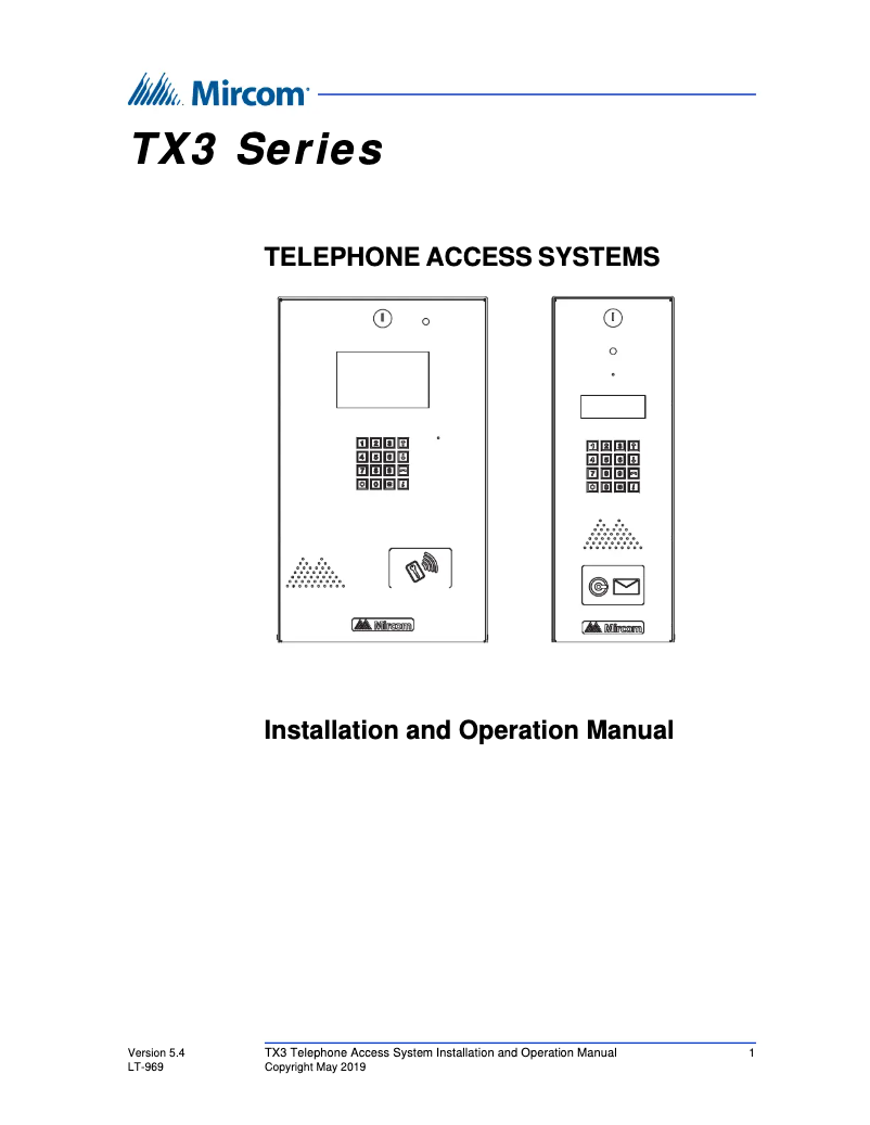 Page n°1 - Manuel utilisateur Mircom TX3-NSL-12K-C
