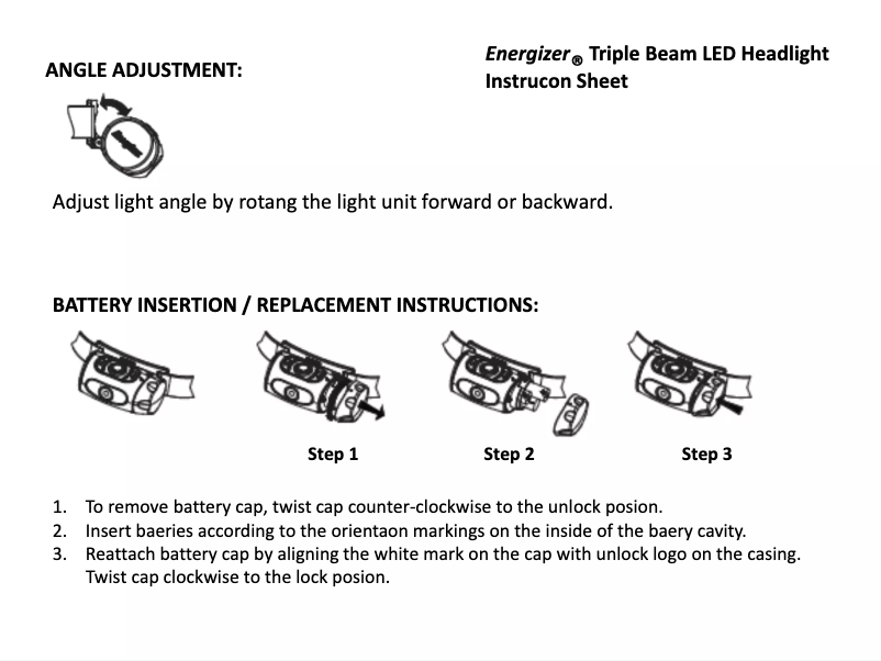 Page 1 de la notice Manuel utilisateur Energizer HD33A3CE