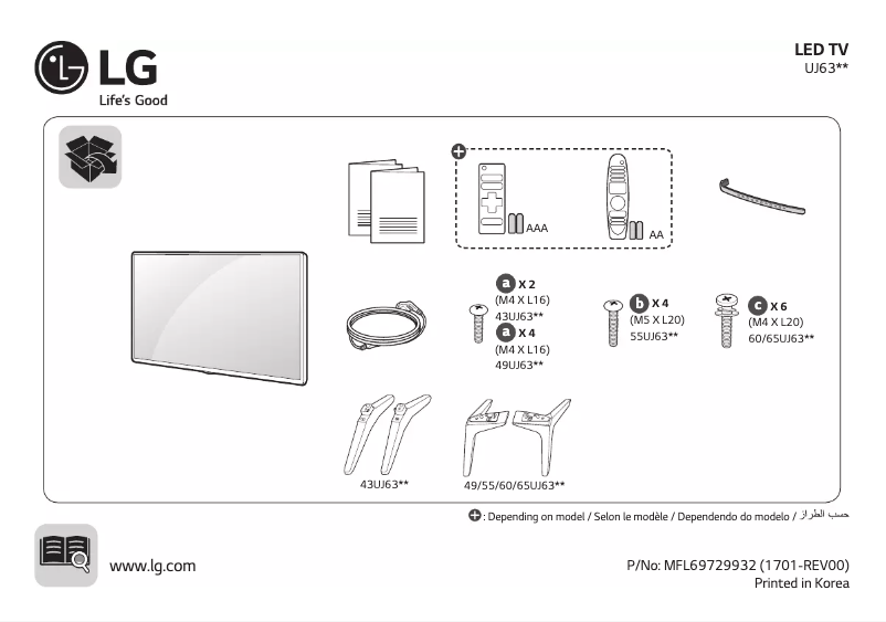 Page n°1 - Manuel utilisateur LG 65UK6100PVA