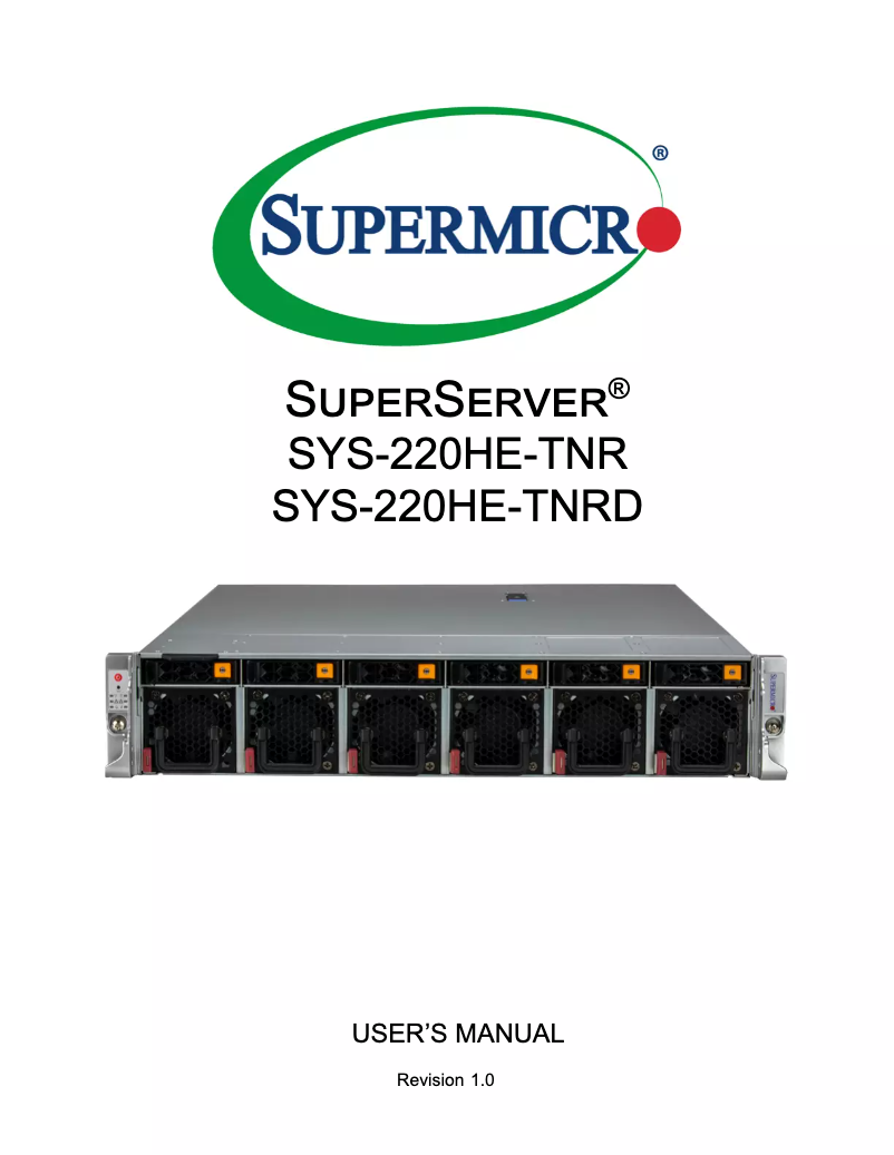 Image de la première page du manuel de l'appareil SuperServer SYS-220HE-TNR
