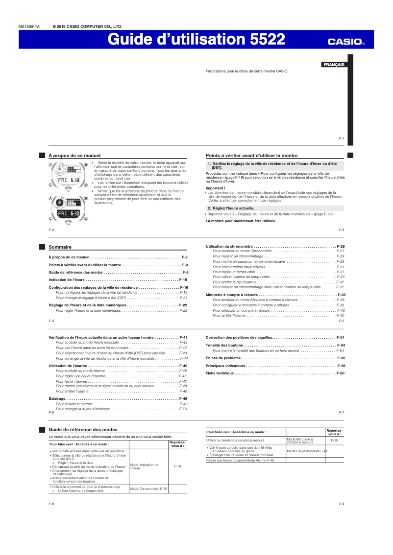 Page 1 de la notice Manuel utilisateur Casio G-Shock GA-700CM-3AER