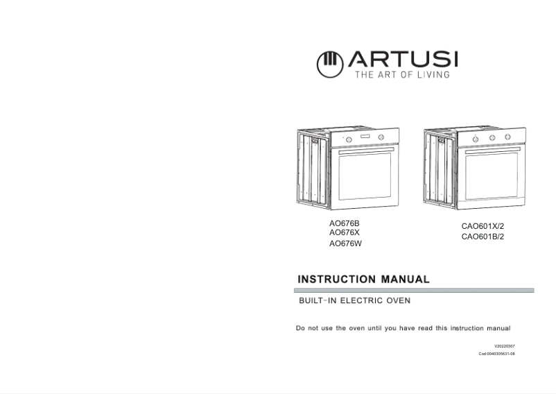Page n°1 - Manuel utilisateur Artusi CAO601X