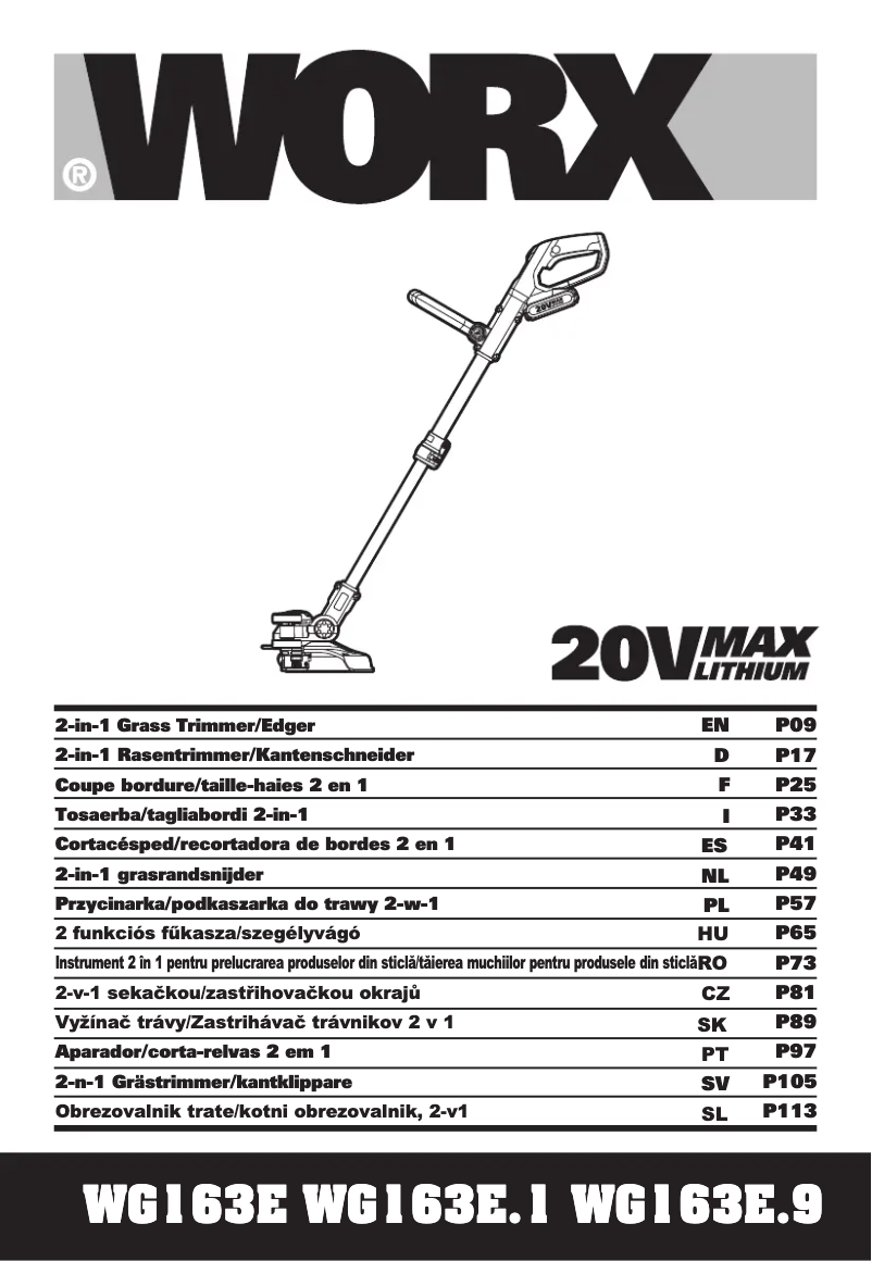 Page 1 de la notice Manuel utilisateur Worx WG163E.1