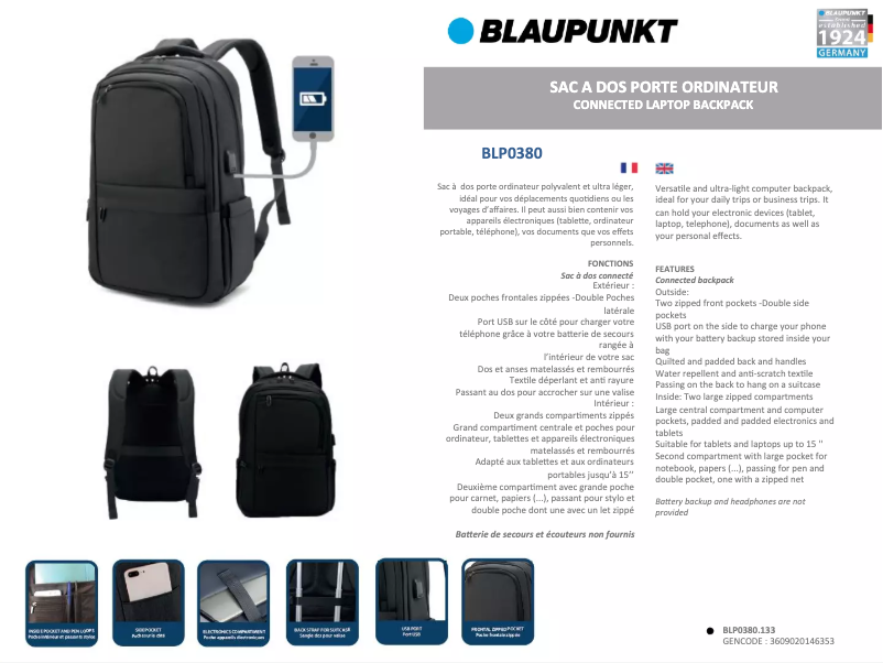 Image de la première page du manuel de l'appareil BLP0380