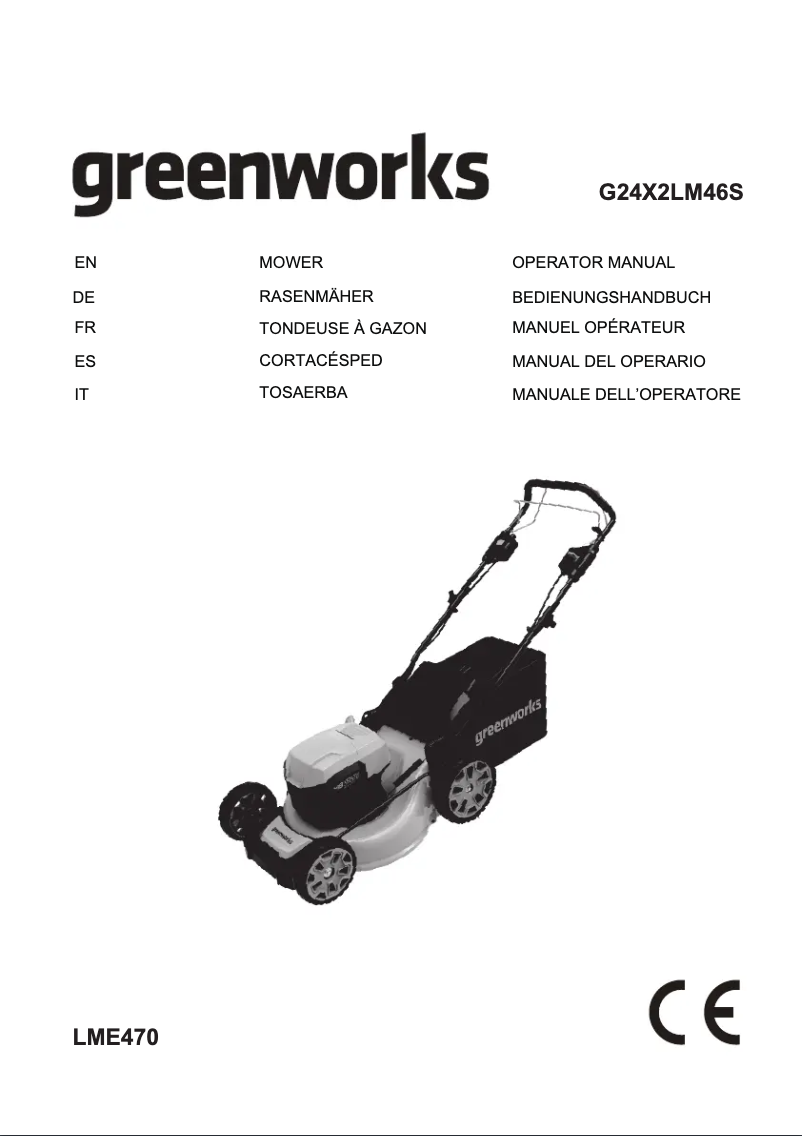 Página 1 del manual Manual de usuario Greenworks GD24X2LM46S