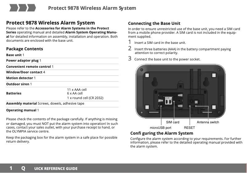 Página 1 del manual Manual de usuario Olympia Protect 9878