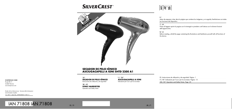 Page 1 de la notice Manuel utilisateur SilverCrest SHTD 2200 A1