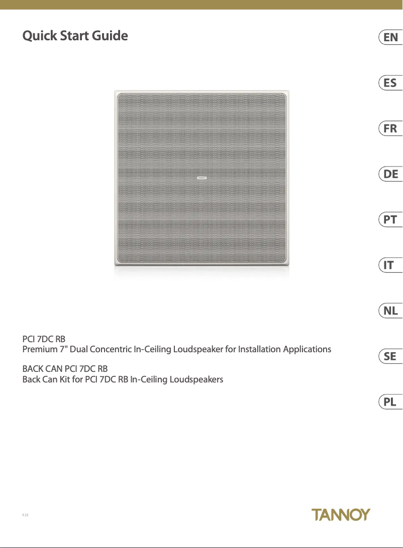 Page 1 de la notice Manuel utilisateur Tannoy PCI 7DC RB