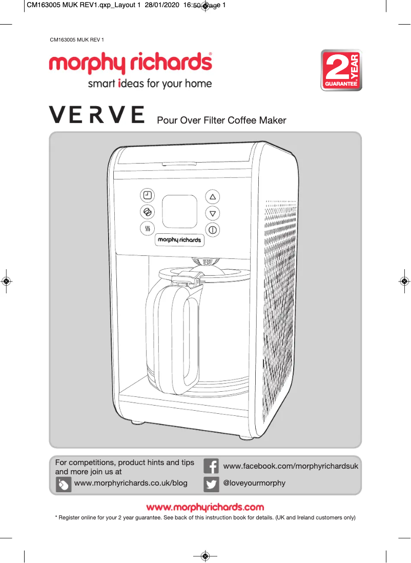 Page 1 de la notice Manuel utilisateur Morphy Richards Verve