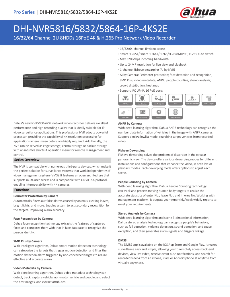Image de la première page du manuel de l'appareil NVR5816-16P-4KS2E