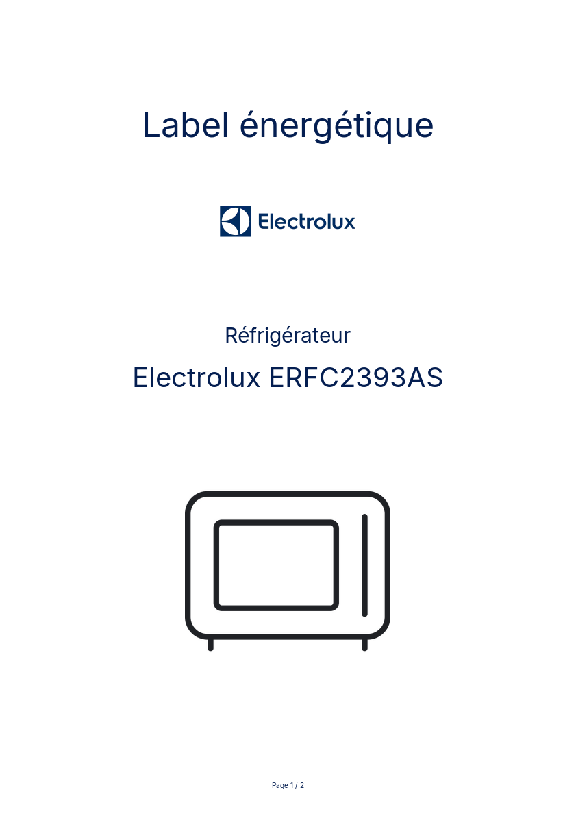 Page n°1 - Label énergétique Electrolux ERFC2393AS