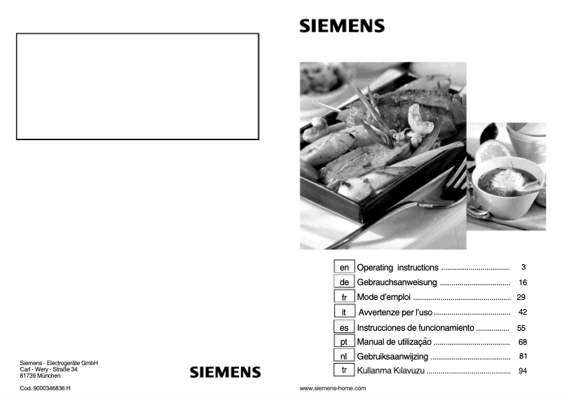 Page n°1 - Manuel utilisateur Siemens ER326AB90W