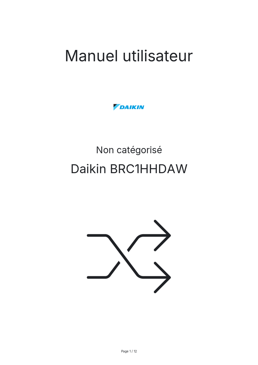 Image de la première page du manuel de l'appareil BRC1HHDAW