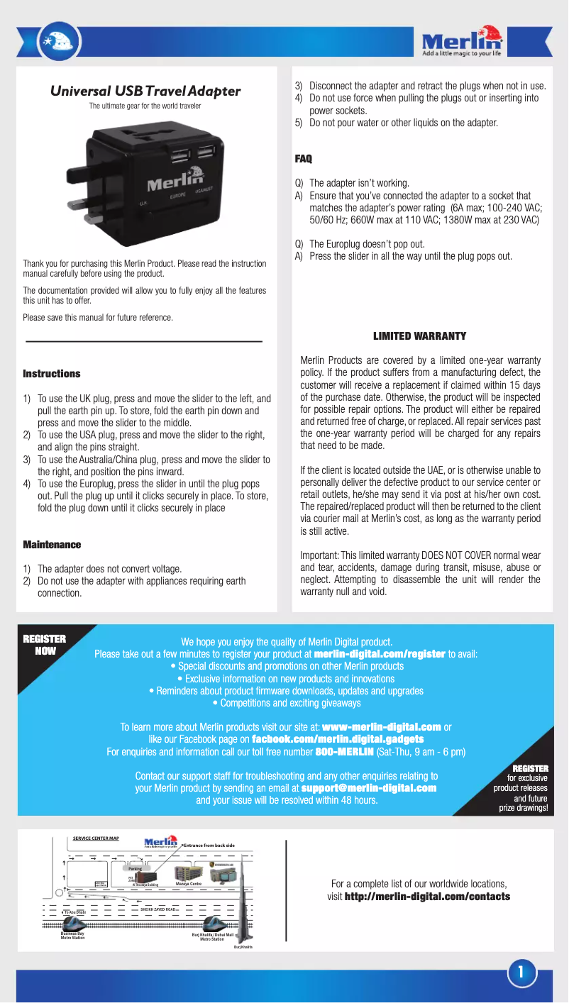 Image de la première page du manuel de l'appareil Universal USB Travel
