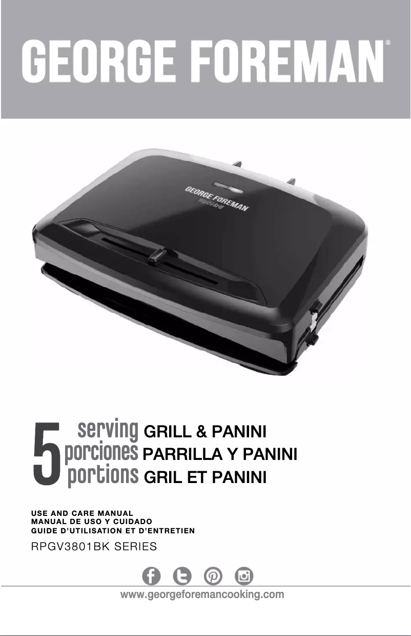 Página 1 del manual Manual de usuario George Foreman Rapid RPGV3801BK