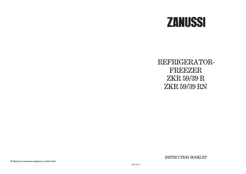 Page 1 de la notice Manuel utilisateur Zanussi ZKR59/39RN